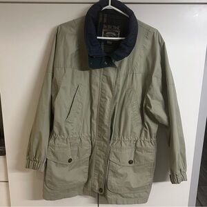 Vintage Pacific Trail Women’s Tan UtilityJacket with Navy Trim , Size XL
